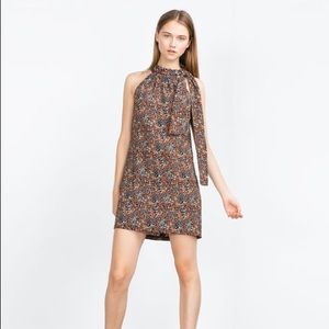 Zara Floral Bow-Neck Dress